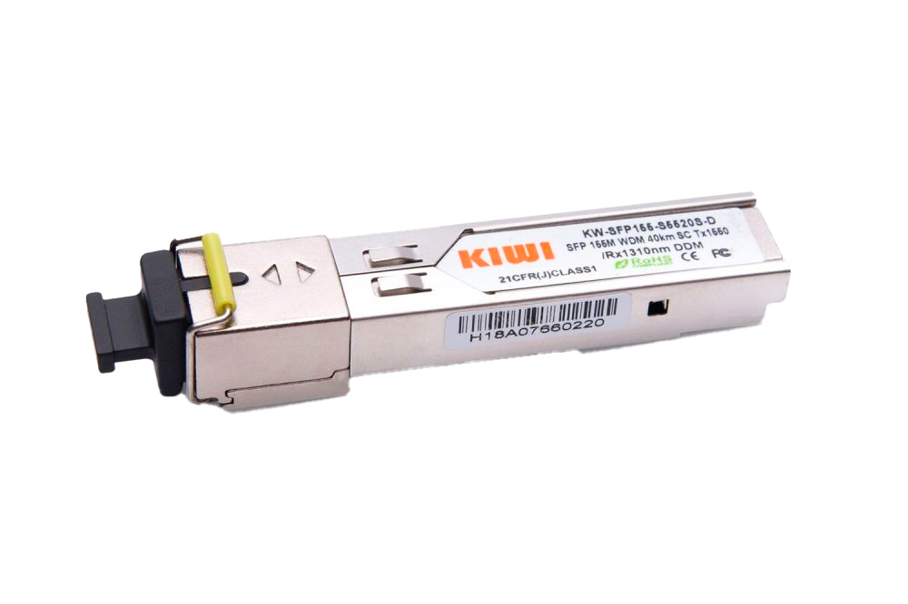 KIWI SFP модуль, WDM, 155 Mb, 20 км, TX 1550 нм, RX 1310 нм, SC, DDM