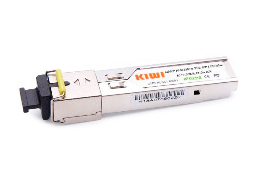 KIWI SFP модуль WDM, 1.25 G, 20 км, TX 1550 нм, RX 1310 нм, SC, DDM