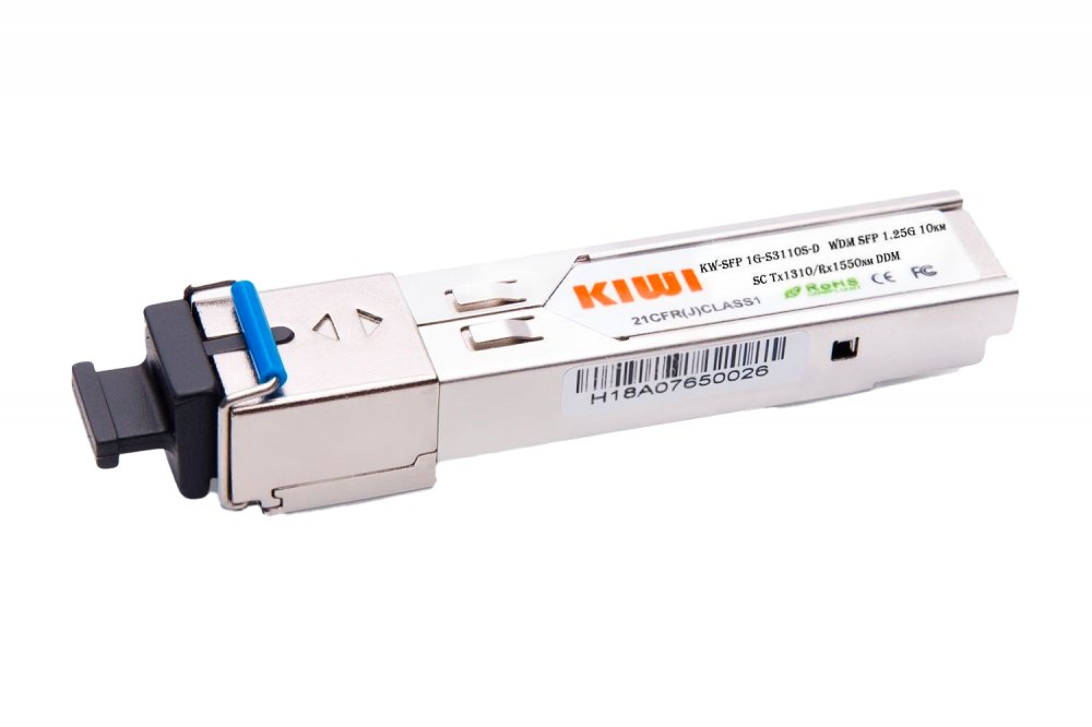 KIWI SFP модуль WDM, 1.25 G, 10 км, TX 1310 нм, RX 1550 нм, SC, DDM