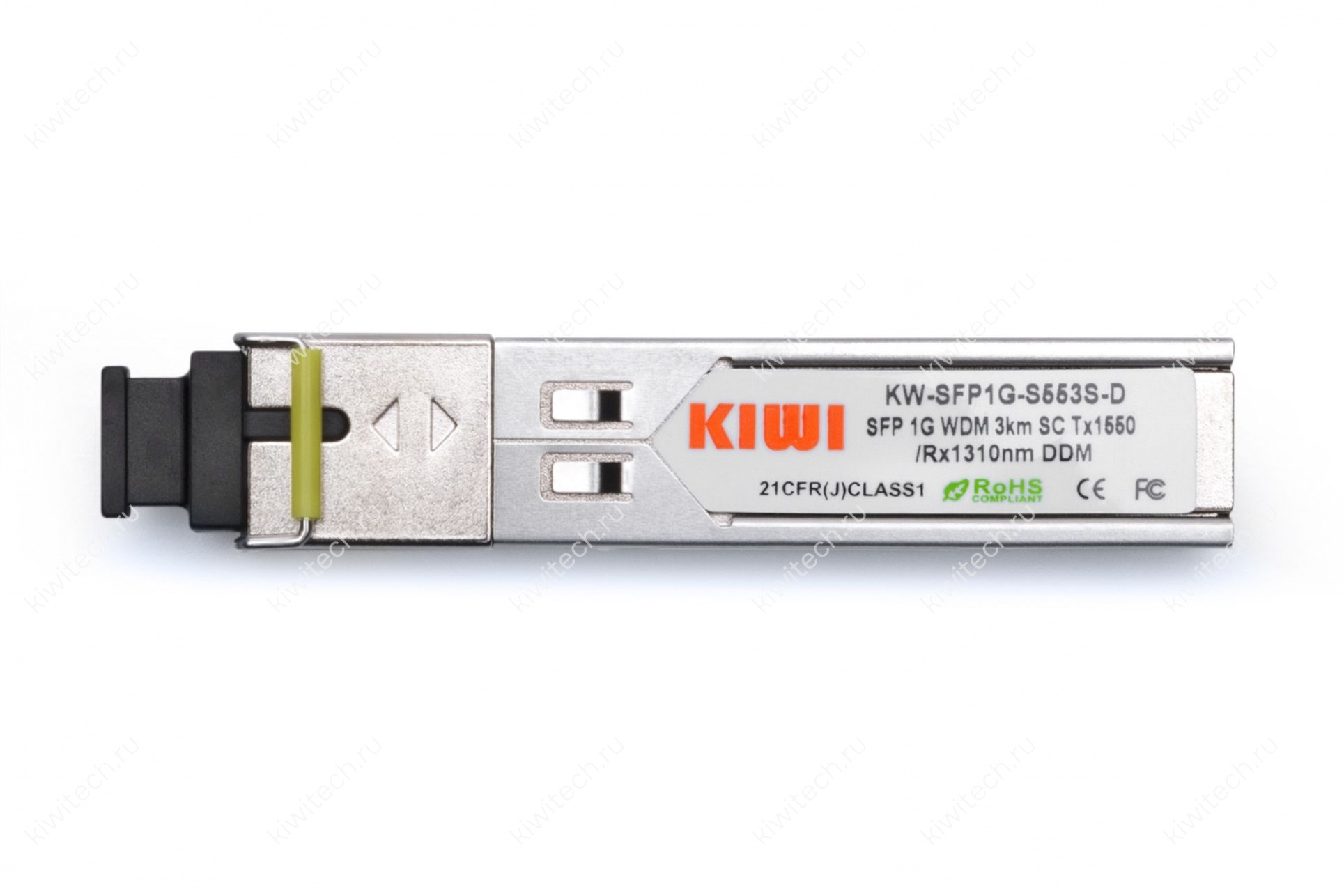KIWI SFP модуль WDM, 1.25 G, 3 км, TX 1550 нм, RX 1310 нм, SC, DDM