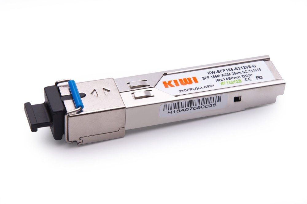 KIWI SFP модуль, WDM, 155 Mb, 20 км, TX 1310 нм, RX 1550 нм, SC, DDM