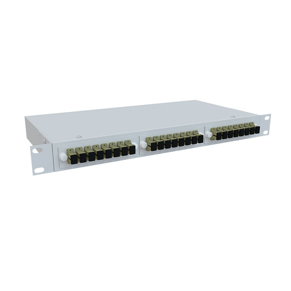 Шкаф кроссовый оптический стоечный ШКОС, 19", 1U, 24 SM, укомплектованный 24 SC (Корпус+ планки)