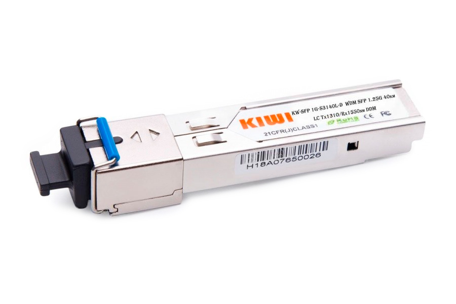 KIWI SFP модуль WDM, 1.25 G, 40 км, TX 1310 нм, RX 1550 нм, LC, DDM