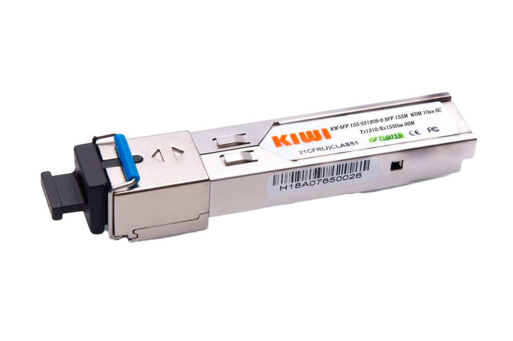 KIWI SFP модуль, WDM, 155 Mb, 10 км, TX 1550 нм, RX 1310 нм, SC, DDM