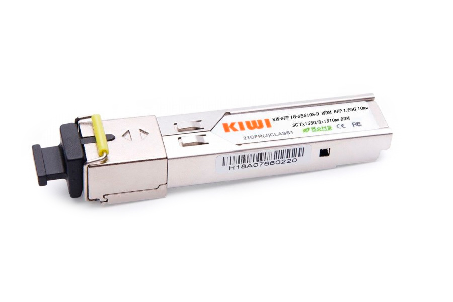 KIWI SFP модуль WDM, 1.25 G, 10 км, TX 1550 нм, RX 1310 нм, SC, DDM