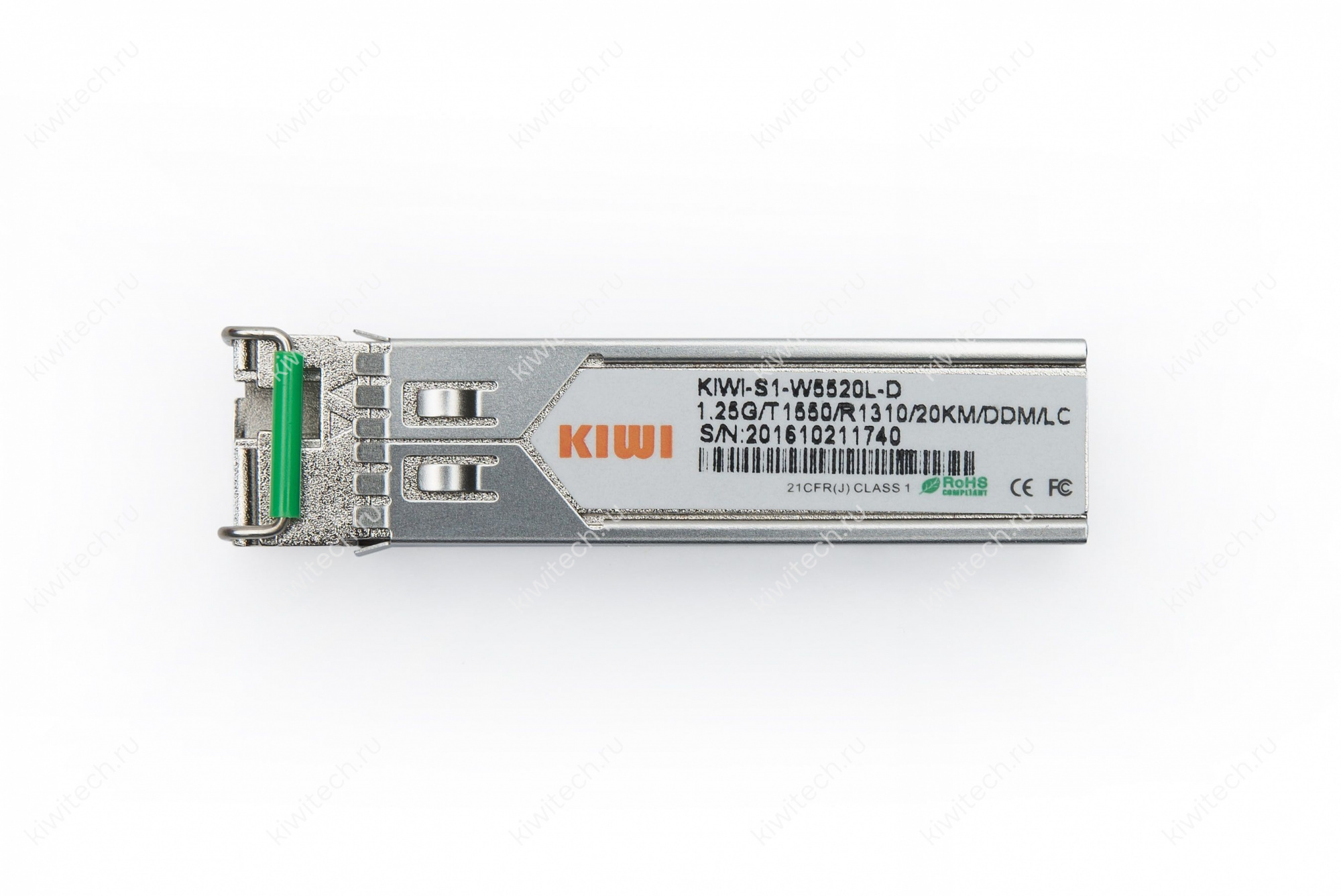 KIWI SFP модуль WDM, 1.25 G, 20 км, TX 1550 нм, RX 1310 нм, LC, DDM